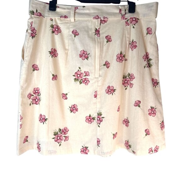 2/$30 Princess Highway Size US 10 Floral Linen Blend Skirt W/ Belt Cream & Pink - Picture 12 of 16